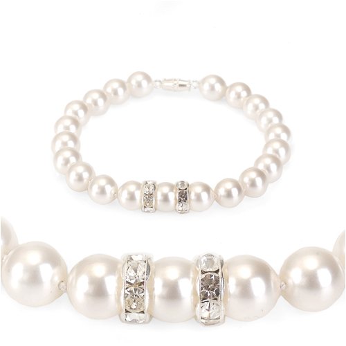 Genuine Swarovski Crystal Pearl Bracelet with Rondelle White