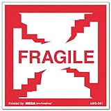 Fragile Self-Adhesive Shipping Labels, 2-1/2 x 2-1/2, 500 per Roll