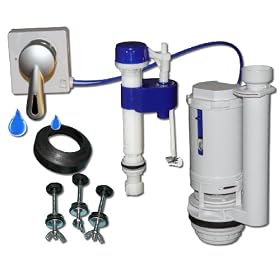 ONE2FLUSH Dual Flush Toilet Conversion Kit Bonus Pack with new improved handle design, Better Fill water saving fill valve 3 St. Steel Bolts,Tank Bowl Gasket. Convert existing toilets to efficient dual flush toilets that Exceed Green Plumbing Codes.