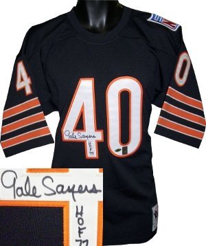 Gale Sayers Autographed/Hand Signed Chicago Bears Mitchell & Ness Authentic Jersey HOF w/Patch- Stei