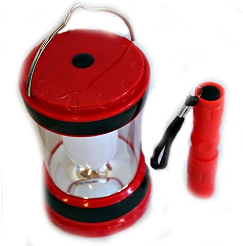 NPD Personal Camping LED Lantern & Bonus Flashlight Perfect for Table, Tent, Outdoors or Indoors, (Red)