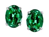 2.50 cts Genuine Lab Created Emerald Oval Earring Studs - 14kt White or Yellow Gold