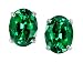 2.50 cts Genuine Lab Created Emerald Oval Earring Studs - 14kt White or Yellow Gold
