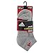 adidas Boys Cushion Low Cut Socks (Pack of 3), Heathered Light Onix/Power Red - Black - Night Flash Purple, Large