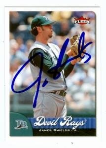 James Shields Autographed/Hand Signed Baseball Card (Tampa Bay Rays) 2007 Fleer #32