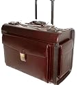 Burgundy Lawyer/litigation Rolling Leather Briefcase