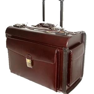 Buy Mancini Burgundy Lawyer litigation Rolling Leather Briefcase by Mancini