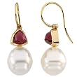 14K Yellow Gold Paspaley South Sea Cultured Pearl and Rhodolite Garnet Earrings - 12.00mm