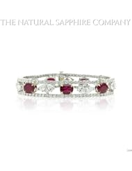 13.87cts of Natural Oval Shape Rubies set in an 18k White Gold Bracelet with 11.57cts of Diamonds
