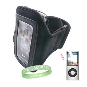 Apple iPod nano (5th Generation) NEWEST MODEL Premium Ipod Accessory Kit For ( Ipod Nano 8 GB , Ipod Nano 16 GB ) includes: Black Athletic Sports Armband skin Cover case + Nano 5th generation Screen Protector + Vangoddy TM, Live*Laugh*Love wrist band!!!