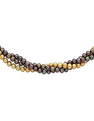14K 6-6.5mm Chocolate & Gold 18in Freshwater Cultured Pearl Necklace.