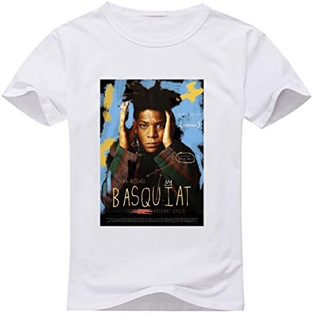 Junfair Men's Jean Michel Basquiat Printed Short Sleeve Cotton T Shirt Large White