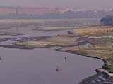 Women in Saris Wade Across the Yamuna River Floodplain at Dawn, Agra, India Photographic Poster Print by Jason Edwards, 24x18