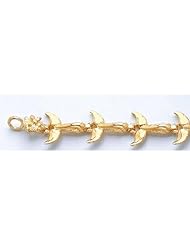 Gold Bracelet 7" Whale Tail Link Bracelet High Polish