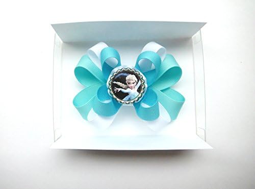 Frozen Elsa Bottle Cap Boutique Hair Bow Accessories, French Barrette, Girls