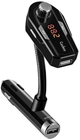 Bluetooth FM Transmitter Radio Car Kit,Geekee Hands Free Calling &amp; Music Control 5V/2.4A Max Dual USB Charger for iPhone 6/5 iPod iPad Galaxy S6 MP3 MP4 Tablet and all devices w/ 3.5mm Jack
