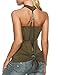 Zeagoo Womens Faux Crystal Twinset Tank Top Blouse Army Green Large