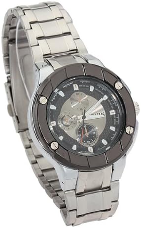 Stainless Steel Analog Tungsten Gold Quartz Men Wrist Watch.