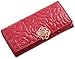 Heshe® 2015 New Women Fashion Waxy Vintage Leather Rose Pattern Long Wallet Large Handbag Clutch Coin Cash Holder Card Case