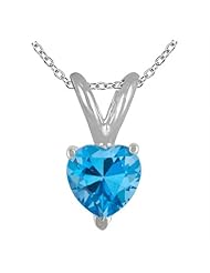 0.80Ct Heart Blue Topaz Pendant in Sterling Silver Gold
