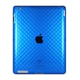 【ipad2専用】 TPU素材　ダイアモンド柄　iPad2　ケース　【TPU カバー、ケース】　アップル iPad2 専用ケース　【液晶保護付き　スクリーンプロテクター付き】ブルー