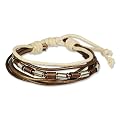 SilberDream Lederarmband braun metallic mit beigen Kordeln Surferarmband Leder Armband Echtleder LA1237W