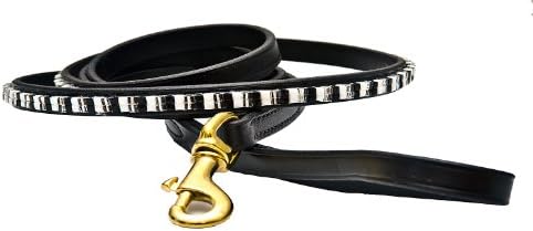 Just Fur Fun Dog Leash, Tuxedo, 6-Feet, Black Leather