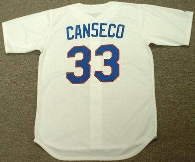 JOSE CANSECO Texas Rangers 1993 Majestic Cooperstown Throwback Home Baseball Jersey, LARGE