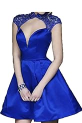 Sexy Natural   Waistline Cocktail Beaded Open-Back Satin/Tulle Homecoming Dress 