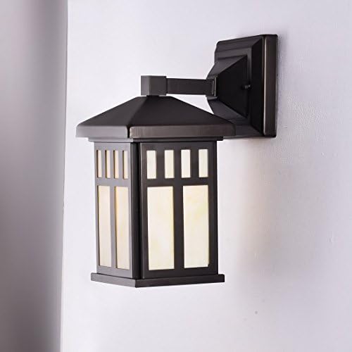 Truelite Industrial Edison Pavilion Wall Lantern Glass Panel Wall Light, Oil Rubbed Bronze