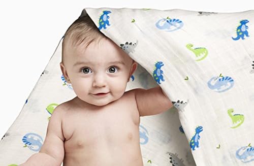 Muslin Swaddle Baby Blankets - Large and Ultra Soft Bamboo and Cotton Mix Receiving Wrap 3 Pack - Comfortable, Breathable, Organic, and Light Weight