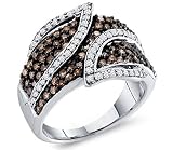 Brown Chocolate Diamond Ring Womens Band 10k White Gold (1.00 Carat)