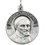 Clevereve's Sterling Silver 18.00 mm St. Vincent De Paul Medal With 18.00 Inch Chain