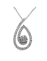 10k White Gold Drop Pendant Necklace (1/6 cttw, I-J Color, I3 Clarity), 18"