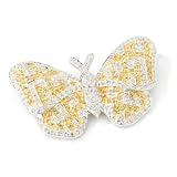 14K White Gold Diamond & Sapphire Yellow Boboli Pin