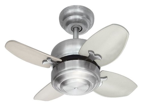 Monte Carlo Fans 4MC20BS Mini 20 Inch Wide Brushed Steel 4 Blade Ceiling Fan