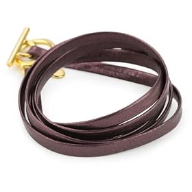gorjana Graham Gold-Tone Five Wrap Plum Leather Bracelet