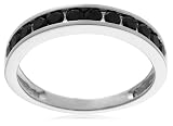 10k Choice of White or Yellow Gold Black Diamond Channel Set Band (1/2 cttw), Size 7