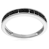 10k Choice of White or Yellow Gold Black Diamond Channel Set Band (1/2 cttw), Size 7