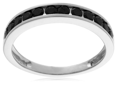 10k Choice of White or Yellow Gold Black Diamond Channel Set Band (1/2 cttw), Size 7