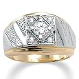 Men`s Crystal 14k Gold-Plated Ring