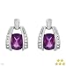LEZORO Fabulous Earrings With 2.86ctw Precious Stones - Genuine Clean Diamonds and Amethysts in 14K White Gold. Total item weight 5.0g Length 15.5mm