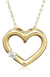  : 14k Yellow Gold Diamond Heart Pendant (.03 cttw, J Color, I2 Clarity), 18"