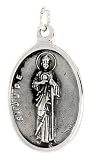 Sterling Silver St. Jude Medal 15/16 X 5/8 (24 mm X 16 mm).