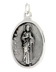 Sterling Silver St. Jude Medal Pendant 15/16" X 5/8" (24 mm X 16 mm).