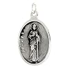 Sterling Silver St. Jude Medal Pendant 15/16" X 5/8" (24 mm X 16 mm).