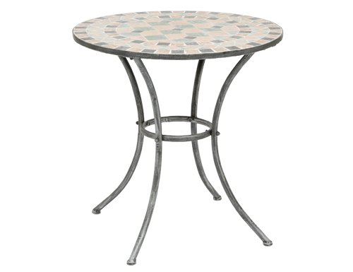 Siena Garden Tisch Fiore, Gestell silber-schwarz matt, Mosaikoptik in der Tischplatte, Ø 70 x H 71 cm