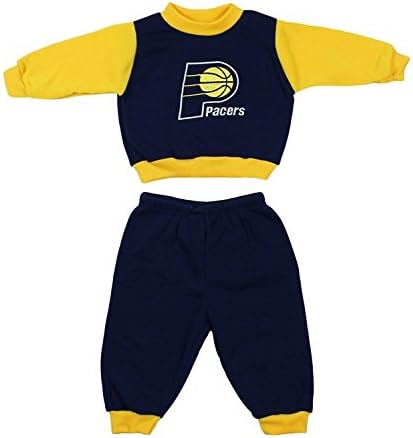 Indiana Pacers NBA Toddlers 2 Piece Fleece Sweatsuit Set with Matching Pants, Navy Blue &amp; Gold (18 Months, Navy Blue &amp; Gold)