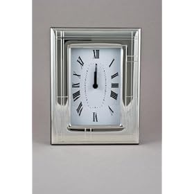 Quartz Alarm Sterling Silver Clock with Contemporary Design and Easy to Engrave- Caesar 5... by 65171