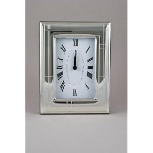 Quartz Alarm Sterling Silver Clock with Contemporary Design and Easy to Engrave- Caesar 5...
